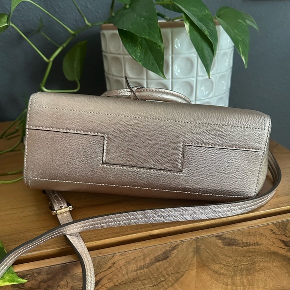 Tory Burch Robinson Small Double-Zip Tote Rose Gold Handbag - Picture 6 of 15